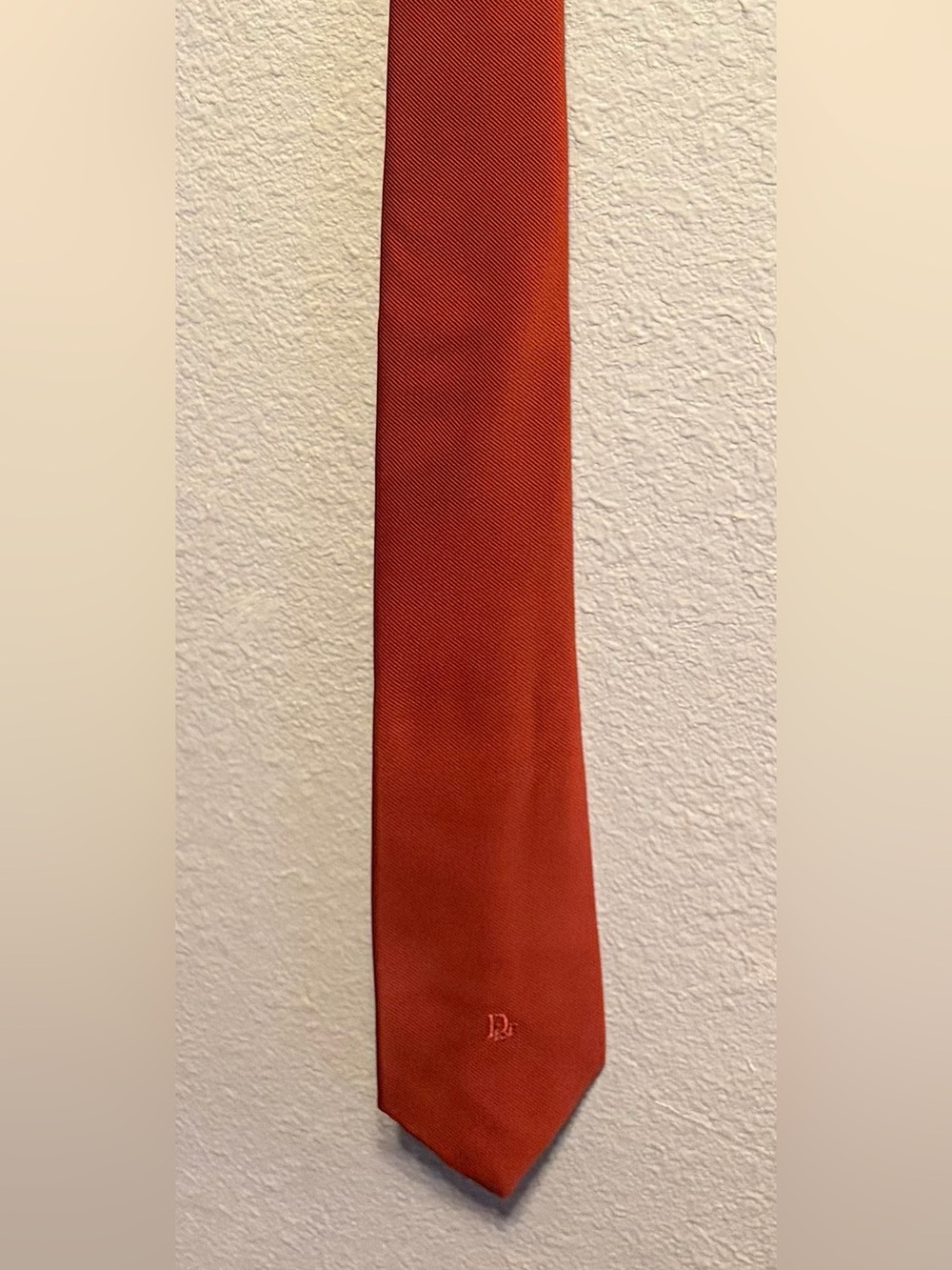 Vintage Christian Dior Solid Orange Silk Tie
